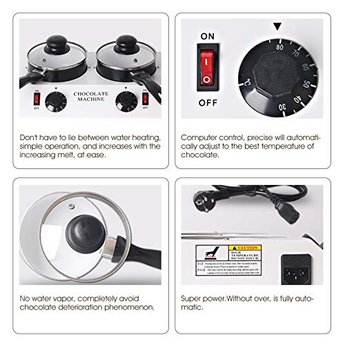 Chocolate Tempering Melting Machine, 110V Professional Chocolate Tempering Melting Machine Adjustable Temperature (Double Pot) - Thumbnail 3