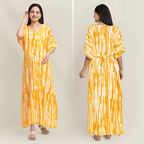 Image of Maternity Dress for Women with Breastfeeding Zippers | Kaftan Dress | Adjustable Belt for Growing Belly | Feeding Dress for Pre & Post Pregnancy
