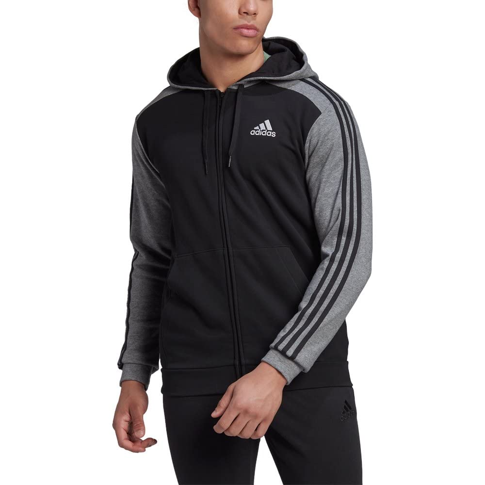 adidasMen's Essentials Mélange French Terry Full-Zip Hoodie Hooded Track Top