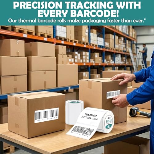 Image of GLUN Thermal Labels 50mm x 30mm | 2 Inch Self Adhesive Sticker Roll | Barcode, Shipping, Address Labels for Thermal Printer | 1000 Stickers (Printer Not Included)