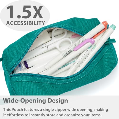 Image of SPACEMATE Pencil Case Pouch Box Bag School Supplies Girls Boys Kids, Cute Preppy Stuff Large Big Capacity Aesthetic Canvas Pen Organizer, Back to College Stationary, Teal, Simple Style, 1200ml