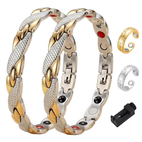 Pulseras magnéticas Fit Plus (2 unidades) con 2 anillos magnéticos