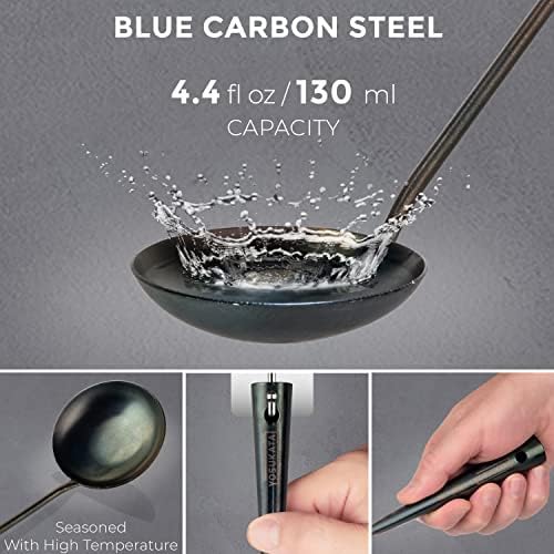 YOSUKATA Pre-Seasoned Wok Utensils Set - Blue Carbon Steel 17-inch Wok Spatula, Wok Ladle, 3 pairs Chopsticks - Durable Asian Cooking Tools - Thumbnail 4
