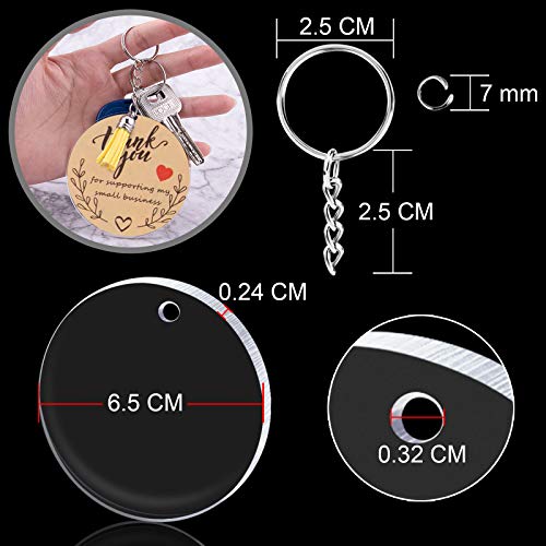 Duufin 78 Pieces Acrylic Keychain Blanks Set 2.5 Inch Acrylic Circle Ornaments Blanks Clear Round Acrylic Circle Disc Acrylic Ornament Blanks with Key Chain Rings for DIY Projects and Crafts