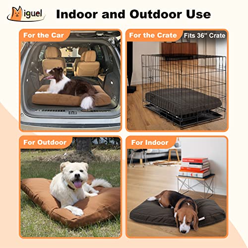 Miguel Canvas Dog Bed Wipeable Waterproof Durable Dog Pillow With Removable Cover,12 Ounce 100% Cotton Indoor Outdoor Pet Mat Patio All Weather Medium Heavy Duty Puppy Pad 35 In Caramel #TOP5