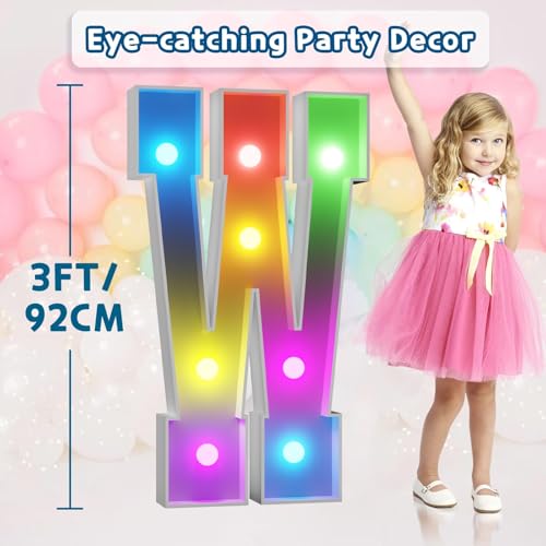 Image of Imprsv Colorful 3FT Marquee Letters W, 18 Colors Large Light up Letters