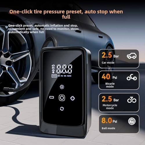 Compresor de aire inalámbrico 3900mAh para neumáticos de coche con pantalla digital 4