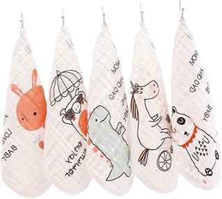 Totority 5 Pçs Babador Toalha De Rosto Infantil Panos De Banho Do Bebê Toalhas De Banho Recém-Nascidos Toalha Para Bebê Saliva Toalha Suprimentos Para Bebê Animal Impresso Toalha Lenço