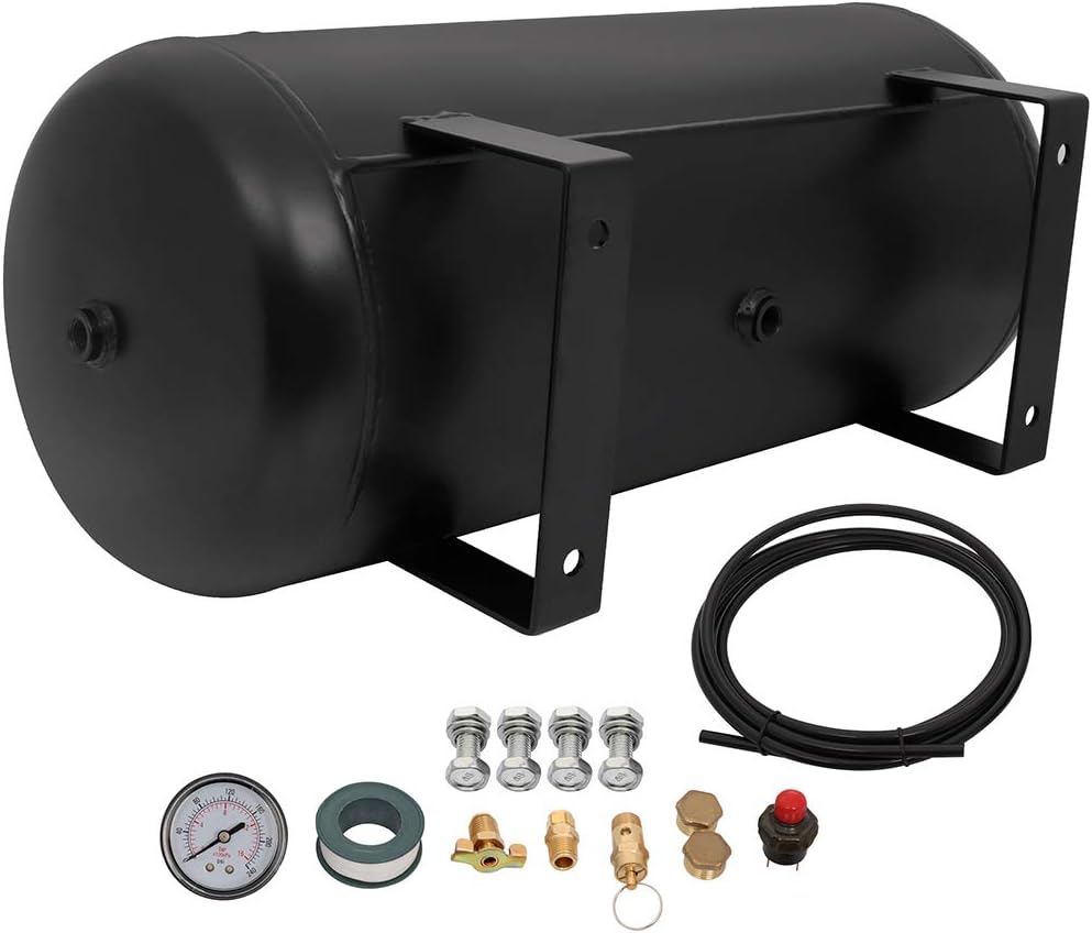 5 Gallon (18 Liter) 8 Port Air Compressor Tank 151 PSI Replacement for Air Ride Suspension Car Train Horn