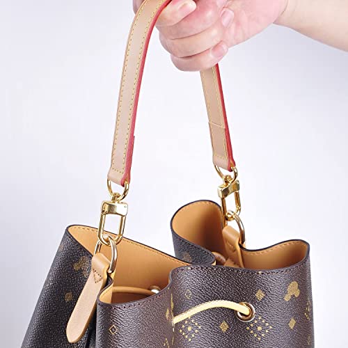 Image of Genuine Leather Plain Strap Replacement Top Handle Leather Strap for Handbag (Yellow, 14.5 in)