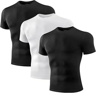 Niksa 1/2/3 Stück Funktionsshirt Herren,Kompressionsshirt Männer Kurzarm Sportshirt Rundhalsausschnitt Atmungsaktiv Laufshirt