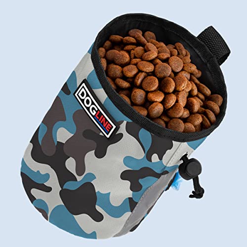 Image of Dogline Dog Treat Pouch: Puppy Training Bag, Pet Kibbles and Snacks Holder, Litter Waste Bags Dispenser with Adjustable Drawstring Closure, Large Capacity with Mesh Pocket, Strong Nylon Material