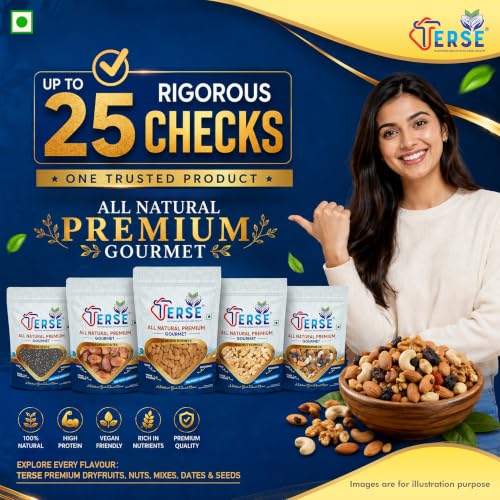 Image of TERSE Premium Natural Almonds 400g (Pack of 2) | Badam Giri, Healthy Snacks, Dry Fruits | Crunchy Nuts | High in Fiber | Rich in Protein | Magnesium | Phosphorus | Dietary Fibre | Zero Cholesterol