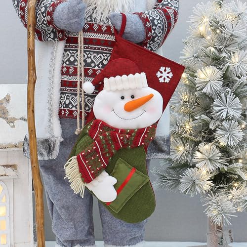 Befocus Meia de Natal, 2 peças de 19,7 pol. Papai Noel e boneco de neve grande meias de Natal, decor