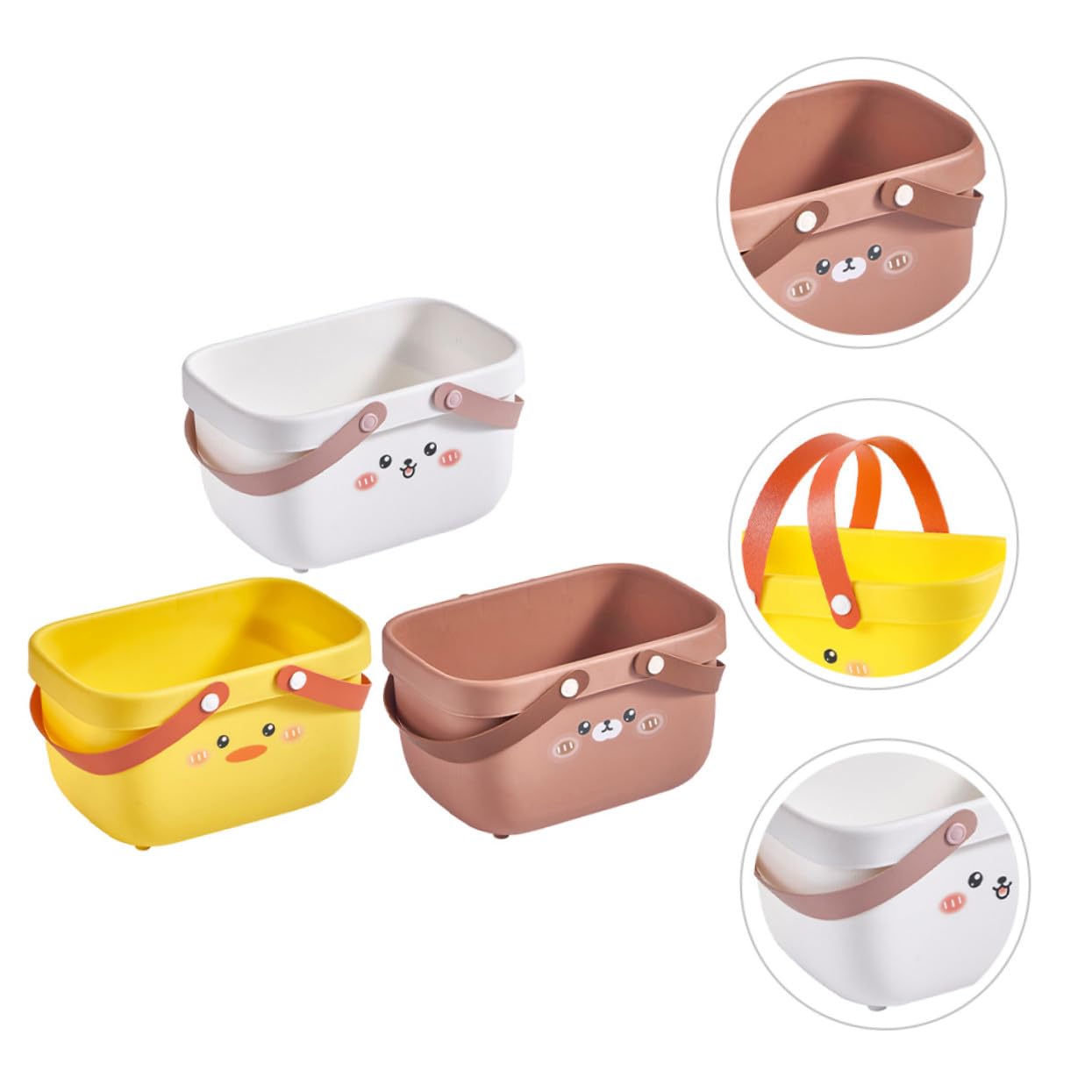 Cesta de Ducha para Baño de 3 Piezas, Pp y Cuero, Portátil