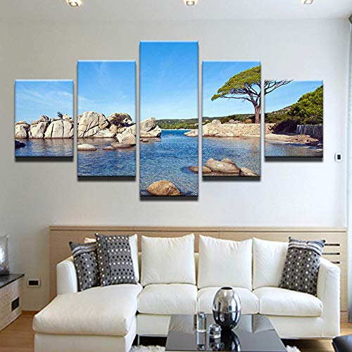 Lienzo 5 paneles de pared con imagen de animal y árbol artístico 4