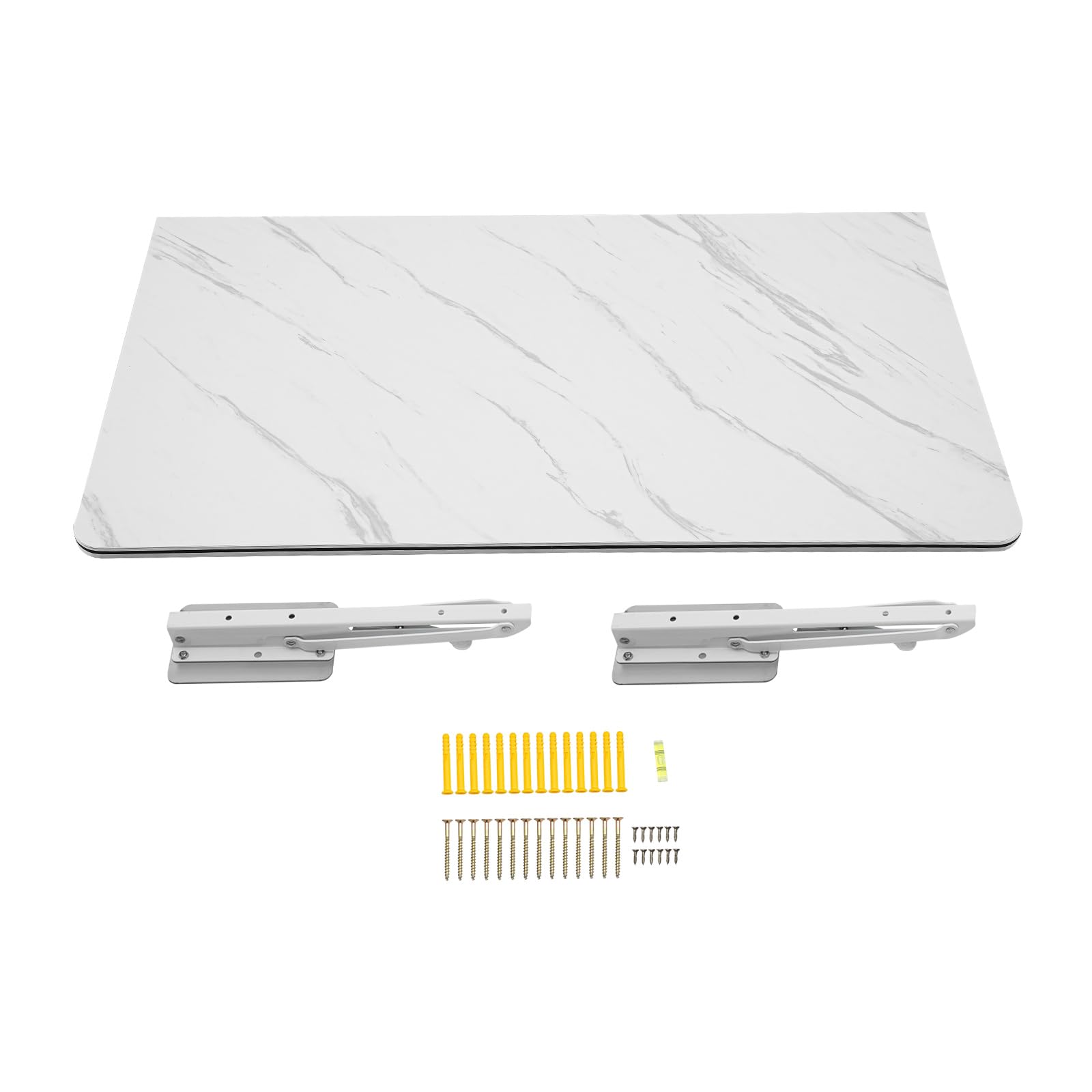Escritorio de pared, mesa plegable, 90 x 50 cm, mesa de comedor, mesa de oficina, mesa plegable montada en la pared, de MDF y pinzas metálicas, máx. 30 kg (blanco)