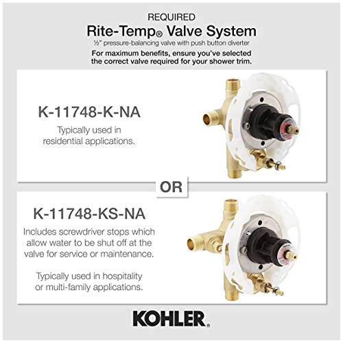 Kohler KT8979-4-BL Toobi Válvula Balanceada de Presión con Manija Única, Solo Recubrimiento, Sin Válvula, con Desviador Negro Mate miniatura 3