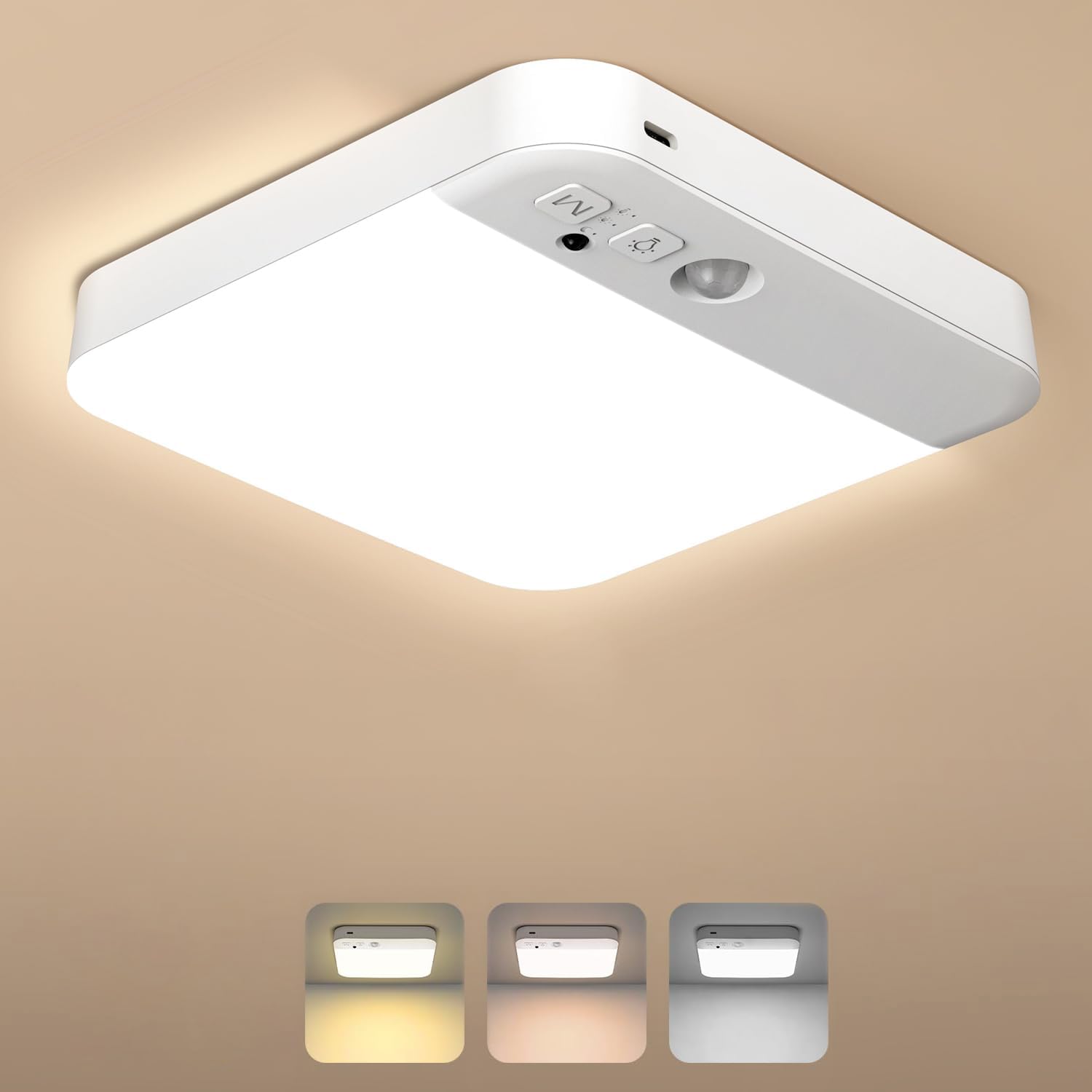 ADKYSL 2 Pack Motion Sensor Ceiling Light, Wireless Closet Light Battery Operated Ceiling Light with Remote, Rechargeable Magnetic Mount Lights for Garage, Hallway, Staircase