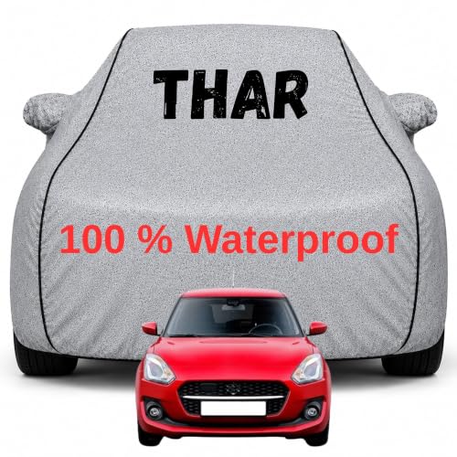 Image of Durable Full Body Waterproof Thar Car Cover | Premium Polyester Silver Cover | Custom Fit Vehicle Protection | UV Resistant, Dustproof, Scratch Resistant, Heat & Wind Protection