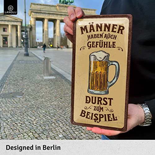 LANOLU Retro Tin Sign, 'Men have feelings, thirst for example' - Funny Beer Sign, Bar Decoration, 16 x 32 cm - Image 4
