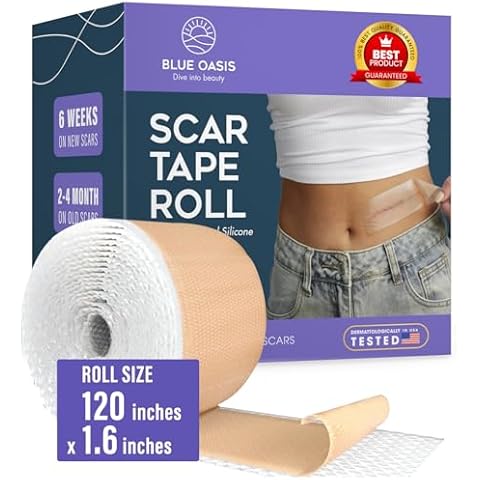 Silicone Scar Sheets, Scar Tape for Surgical Scars, 120" x 1.6" Roll - C-Section, Tummy Tuck, Keloid Scar Treatment, As Post Surgical Cream, Gel, Scar Patches, Surgery Scar Removal, Strips for Scars Cover