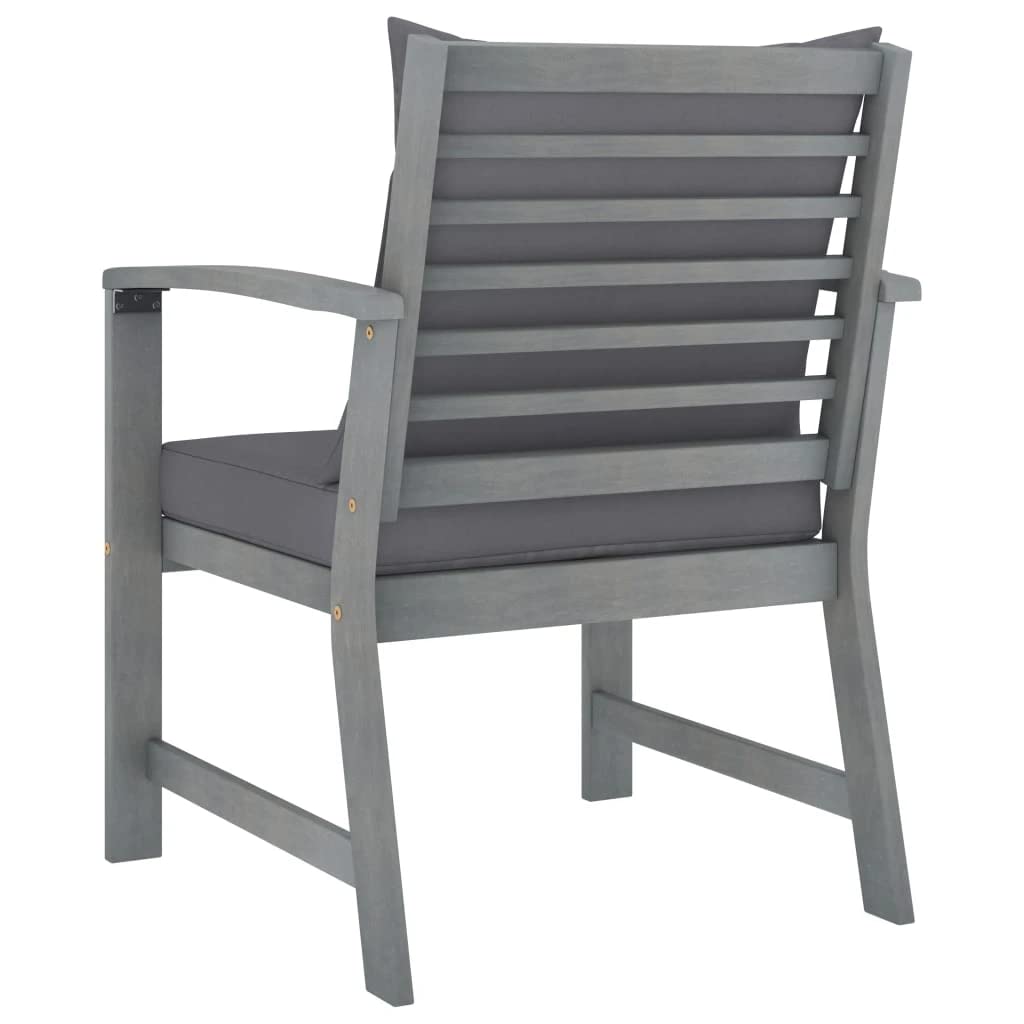 vidaXL 2X Bois d'Acacia Massif Chaises de Jardin avec Coussin Fauteuils de Patio Chaises de Terrasse Fauteuils de Balcon Extérieur Crème
