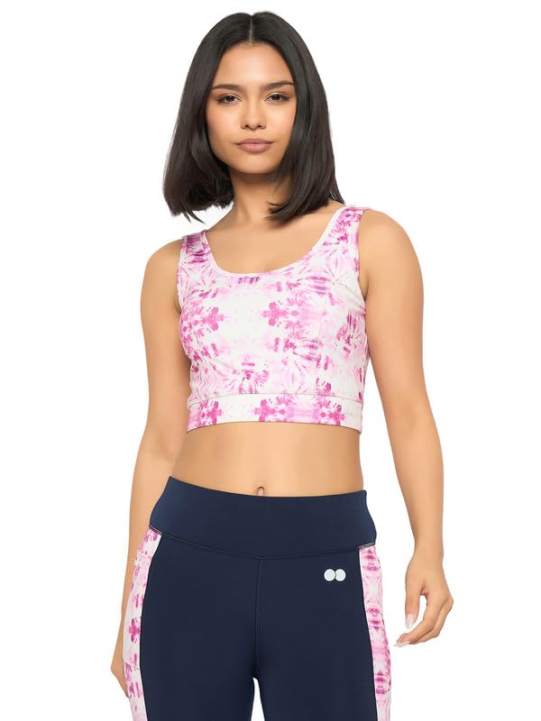 Clovia Women’s Polyester Spandex Printed Padded Full Cup Wire Free Sports Bra