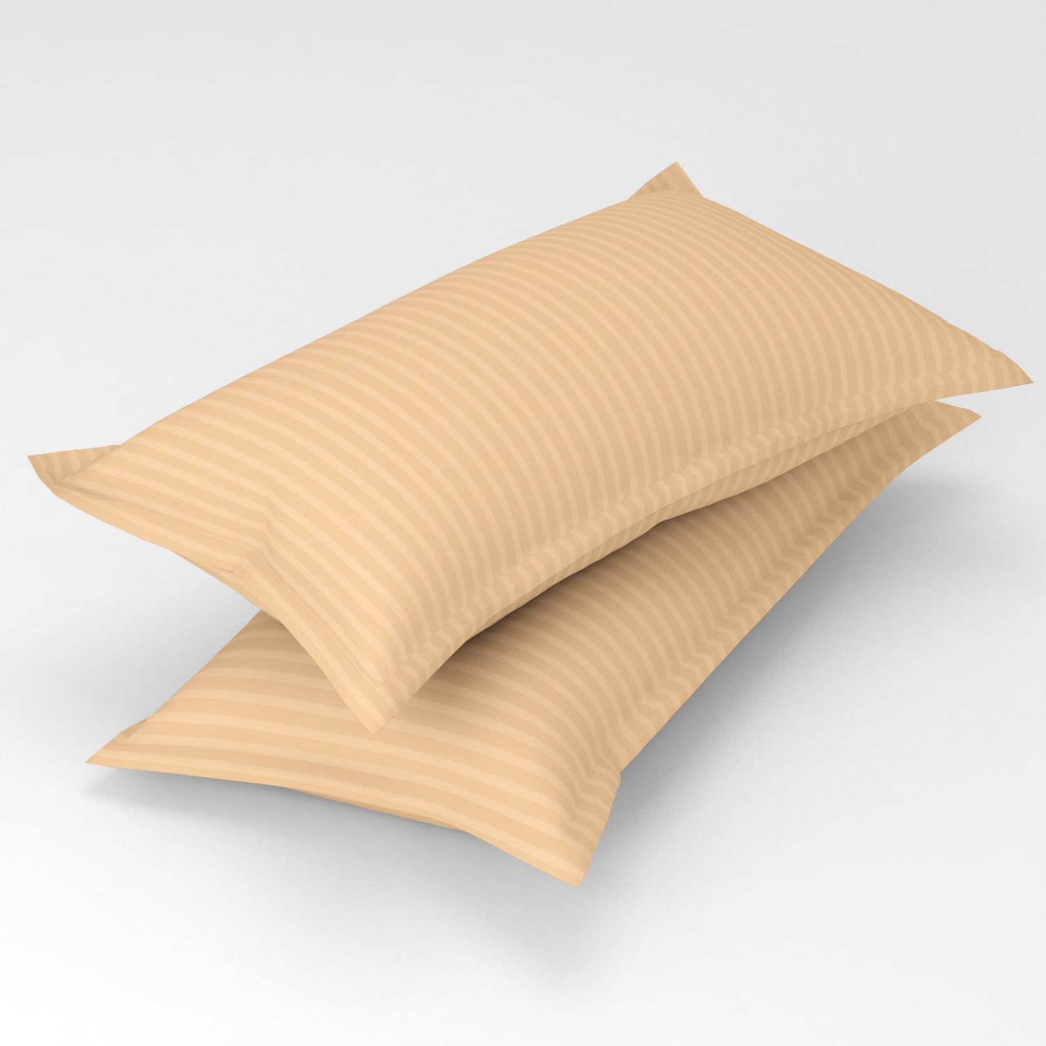 Homefab India 2 Piece Satin Stripe Glace Cotton Pillow Covers - Peach