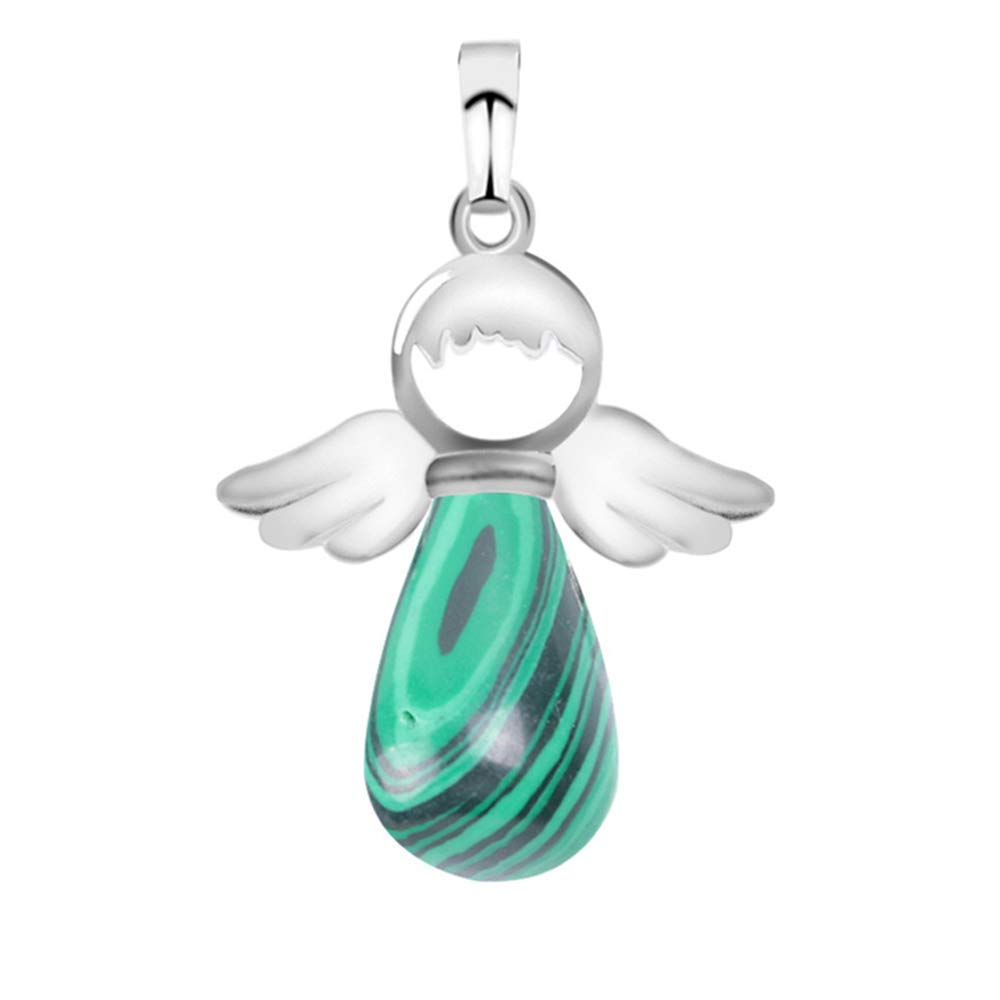 ARABAWomen Necklace Water Droplets Guardian Angel Pendant,Colour:Malachite (Color : Malachite)