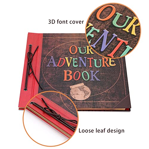 Jimbon SKU70024248 Big Size 12X12 Inch 60 Pages Scrapbook Photo Album,Our Adventure Book 3D Retro Embossed Letter Hard Cover Movie Up Travel Journal Memory Book For Couples,For Best Friend Gift,Valentines Day Gifts thumb #7