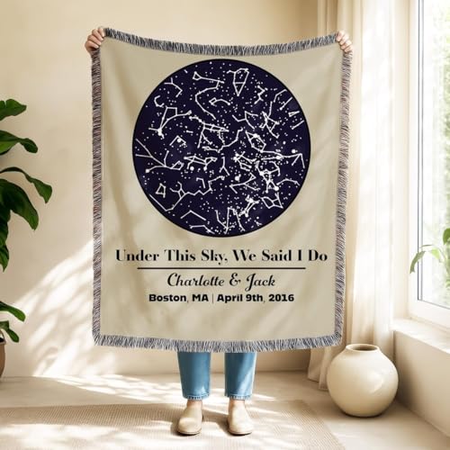 Couple Theme Woven Blanket – Soft Cozy Throw for Bedroom Decor, Romantic Gift Idea for Couples, Anniversary or Valentine