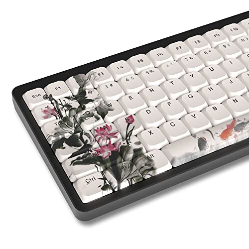XVX Low Profile Keycaps - Lotus Keycap Set 116 Keys, DYE-Sub PBT Keycaps, Skyline Custom Keyboard Keycaps for 60% 65% 75% 80% 100% Cherry Gateron MX Switches Mechanical Keyboard