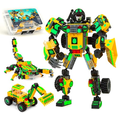 Jitterygit Mech Robot Super Hero Action Figure Xmas Gift Toy Set, Best STEM Building Creative Bricks For Birthday Space Army Warrior For Kids Boys Girls 6 7 8 9 10 Year Old