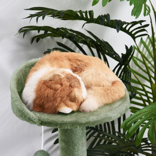 Image of Cat Tree Tower, Multi-Level, Grey, Sisal Scratching Posts, 36 Inch Height, with Perch and Hanging Toy (FURR-40) (Green)