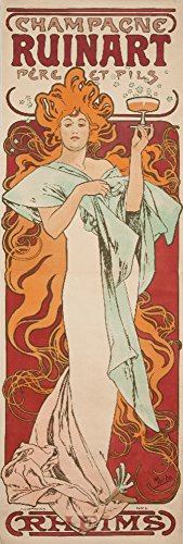 Champagne Ruinart Vintage Poster (artist: Mucha, Alphonse) France c. 1896