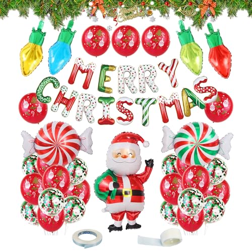 クリスマスバルーンデコレーション | フェスティブカラフルパーティー用品 | パーティー バルーン ホリデー デコレーション - 壁用 ドア用 木用 パティオ用 室内用 リビングルーム用 ベッドルーム用 教室用 誕生日用