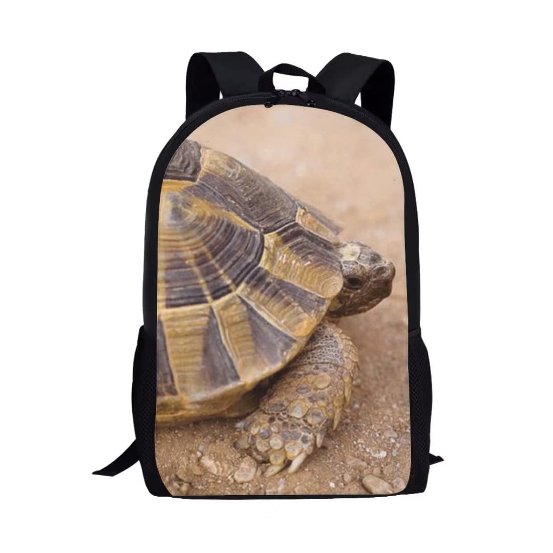 Wpamlrta African Spur Thighed Tortoise Backpack Animal Back to School Book Bag for Kids Travel Daypack Lightweight