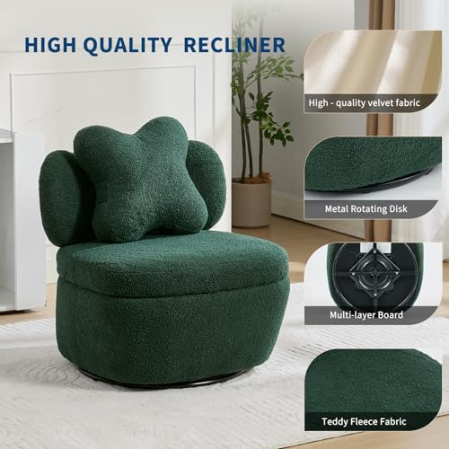 Sillón giratorio con almacenamiento terciopelo verde miniatura 6