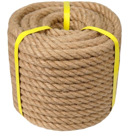 Cuerda de cáñamo natural, 3/4 pulgadas x 150 pies, cuerda de manila de yute trenzado para manualidades, hamaca, muelles, náutica, barandillas, decoración