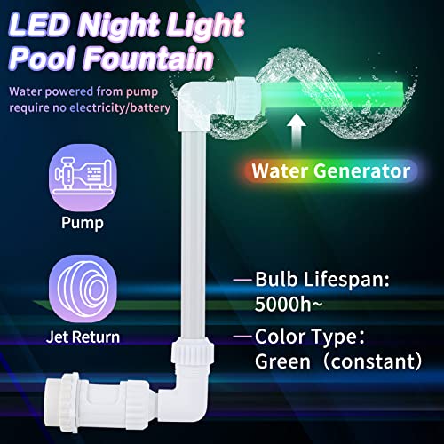 Klleyna Led-Green-Light Swimming Pool Water-Fountain - Above/Inground Pool Accessories Waterfall Cooling Spray, Outdoor Decor Water Feature, Pump Return Outlet Sprinkle Nozzle,Garden Yard Pond Aerator #TOP2