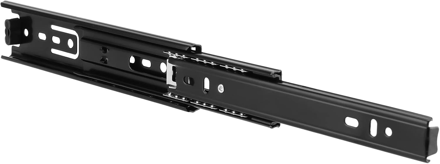 MOUYAT 8 PCS 8 Inch Full Extension Drawer Slides, Telescopic Ball Bearing Drawer Cabinet Glides with Mounting Screws, Side Mounted Slide Rails for Kitchen Cabinets, Drawers, Black