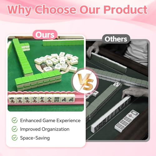 Juego 4 Racks para Mahjong de Madera con Bolsa Rosa miniatura 5