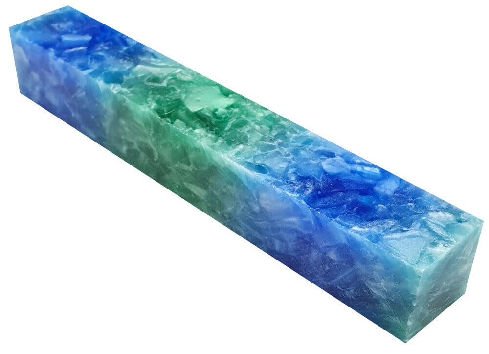 Charnwood Blue &Amp; Green Woodturning Ab06 Crush Acrylic Pen Blank - Blue And Green