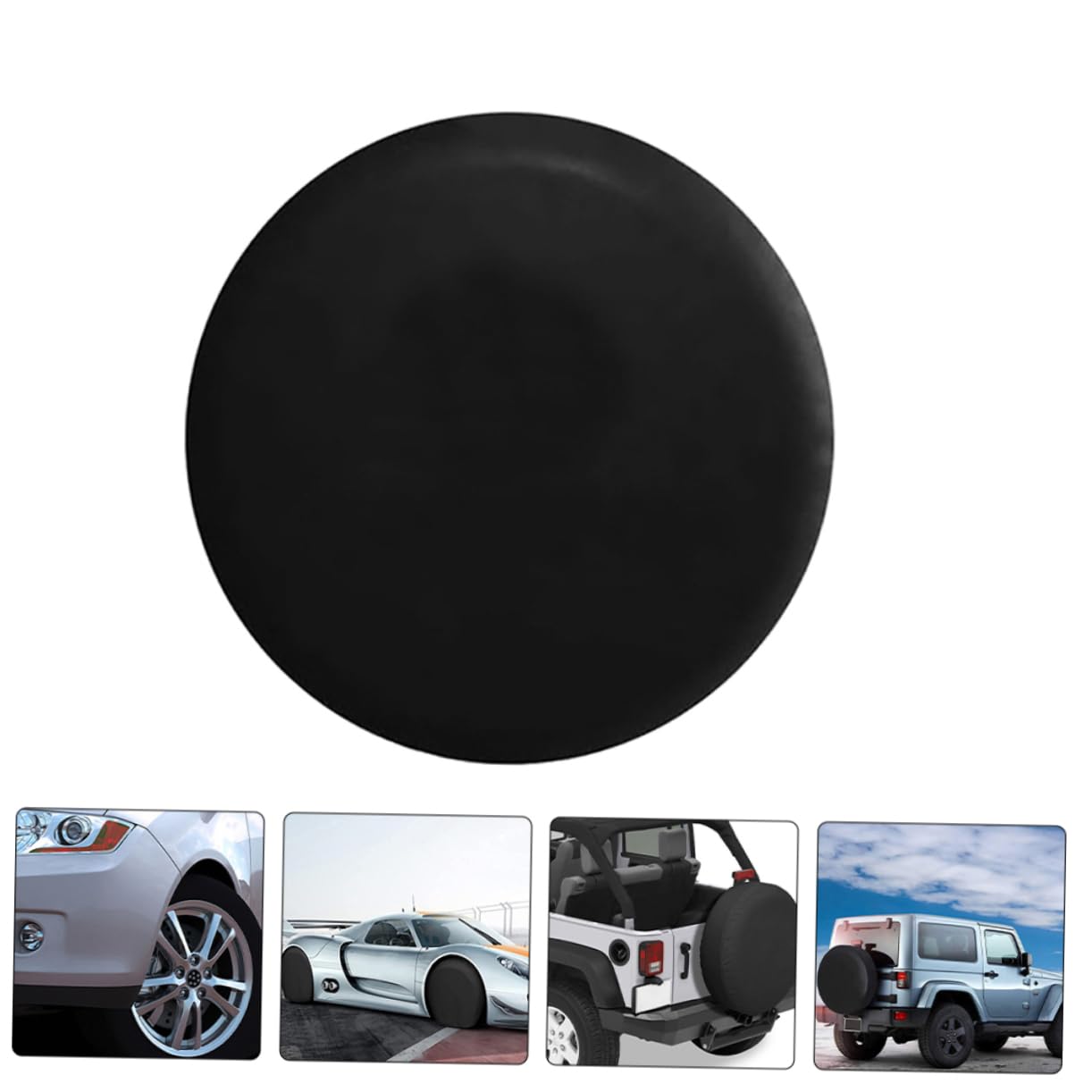 Amosfun 2 Copriruota di Scorta in Pvc Nero, Copertura per Ruota 15 Pollici, per Camper e Veicoli, Fissaggio Rapido