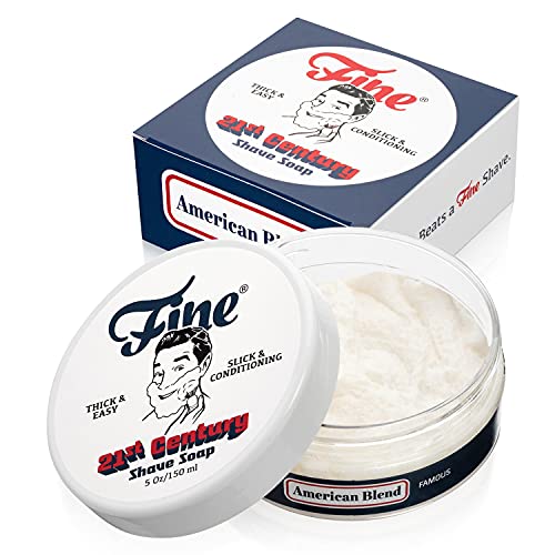Mr. Fine 21C Shaving Soap for Men 5oz Puck - American Blend Fragrance - New and Unique Combined Formula for a Lather That's Thicker than Cream but Softer than Soap - No Artificial Colors Mr. Fine 21C Shaving Soap for Men 5oz Puck - American Blend Fragrance - New and Unique Combined Formula for a Lather That's Thicker than Cream but Softer than Soap - No Artificial Colors