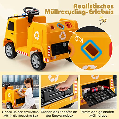 COSTWAY 12V Kinder Aufsitz Müllwagen mit Musik, Hupen und Licht, Elektroauto mit Vorwärts-/Stop-/Rückwärtsfunktion, inkl… – Bild 5