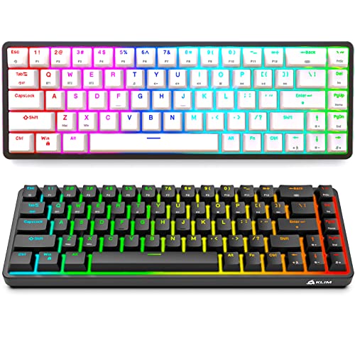 Image of KLIM Shift Wireless Mechanical Keyboard 60% + Hotswap, RGB, Extra 69 keycap Set Backlit Mini 2.4Ghz & Bluetooth Percent Gaming PC Gamer Win /Mac New 2022, Black or White (Renewed)