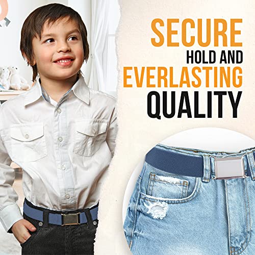 Hold'em Children’s Elastic Silver Buckle Belts Boys Girls Toddler Size 2T 3T 4T 5T - Denim Blue #TOP3