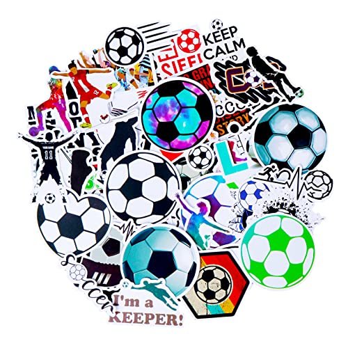cobee Lot de 50 autocollants de football en vinyle imperméable et tendance pour bouteille d'eau, cadeau pour ordinateur portable, bagages, journal, pare-chocs